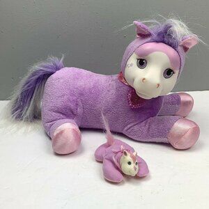 Pony Surprise Plush Stuffed Animal Horse with Baby Lavender Purple Collar 2015